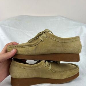 Clarks Womens Originals Wallabee 11826 Tan Suede Leather Crepe Soles Size 9.5 M